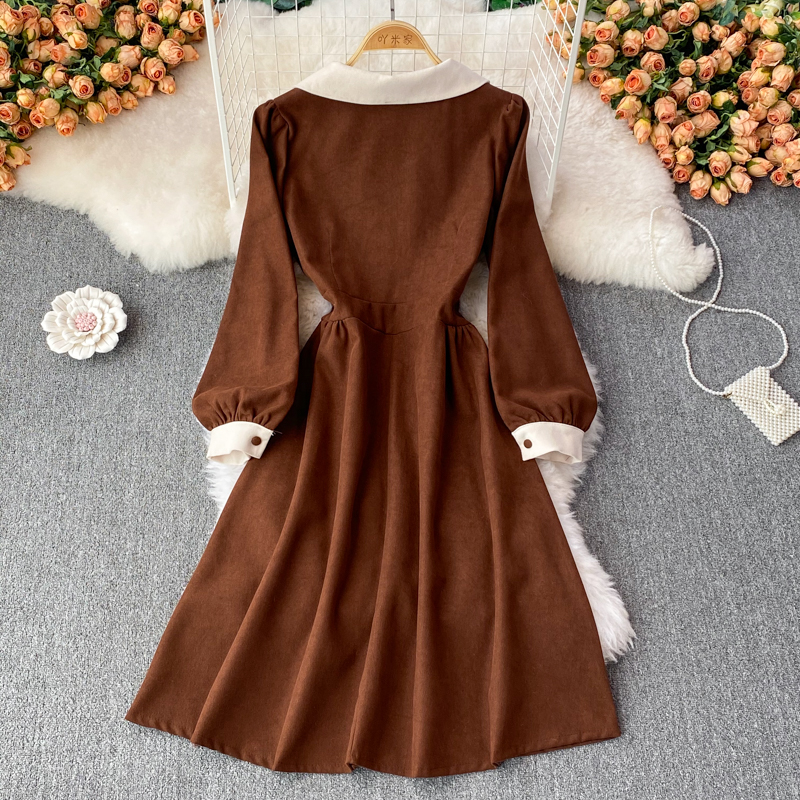 Loveydress Sweet Corduroy Long Sleeve Dress Fashion Dress