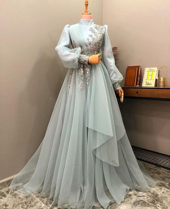 Long Sleeve Prom Gown Evening Dress