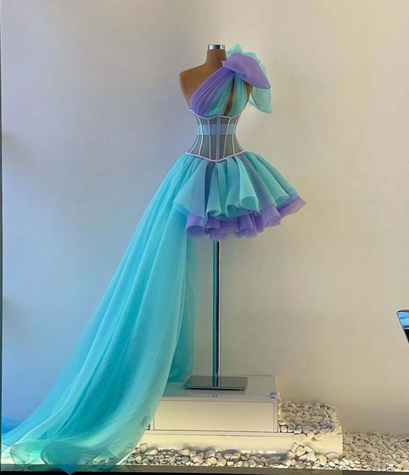 One Shoulder Colorful Prom Dresses 2021 Elegant Beautiful Cute Prom Gown