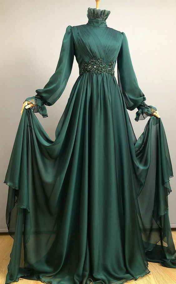 A-line Green Long Prom Dress Evening Dress