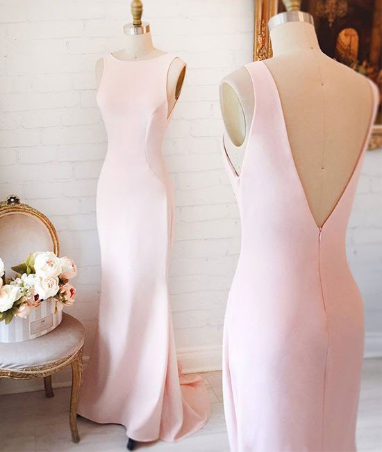 Celebrity Style Simple Pink Mermaid Long Prom Dress, Pink Formal Dress For Teens