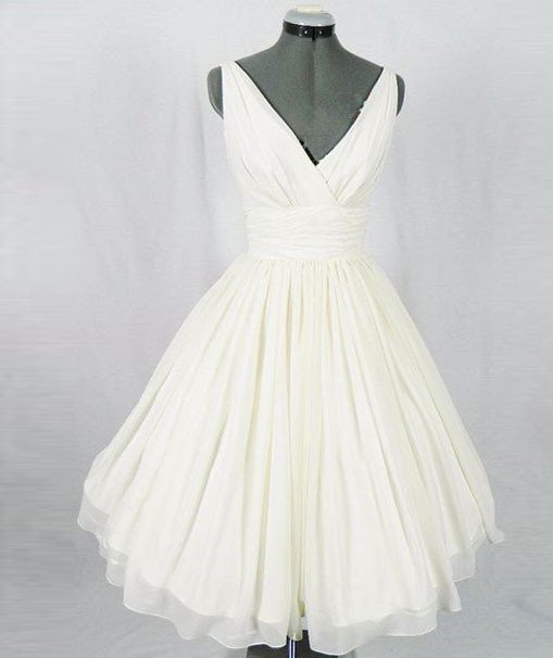 Dresses,white V Neck Chiffon Short Prom Dress,
