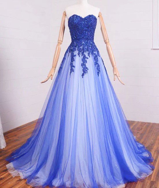 Prom Dresses,sweetheart A-line Lace Tulle Long Prom Dresses, Formal Dresses