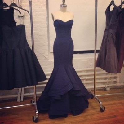Prom Dress,simple Sweetheart Neck Mermaid Satin Long Prom Dress,navy Blue Evening Dress