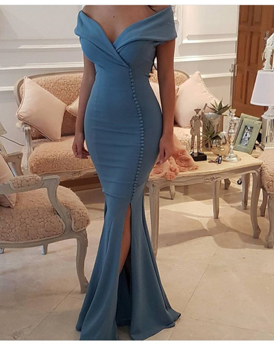 Prom Dress,custom Made Off Shoulder Mermaid Long Prom Dress