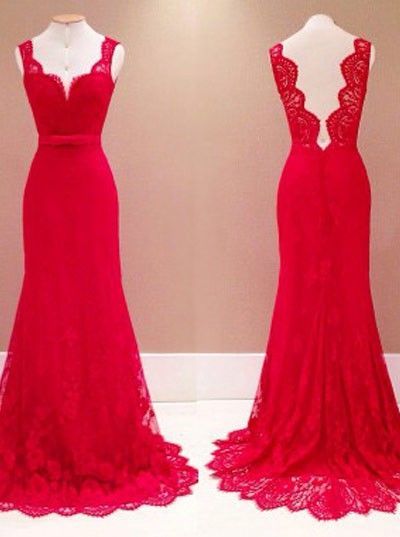 Prom Dresses,sexy Prom Dress,sweetheart Red Lace Long Evening Dress, A-line Handmade Formal Prom Dress, Bridesmaid Dress