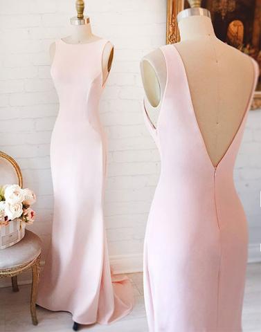 2017 Simple Elegant Prom Dress, Pink Long Prom Dress 2017 Prom Dresses