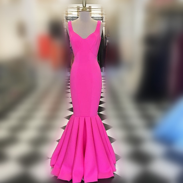 Mermaid Long Prom Dress, 2017 Prom Dress, Pink Prom Dress, Elegant Evening Dress
