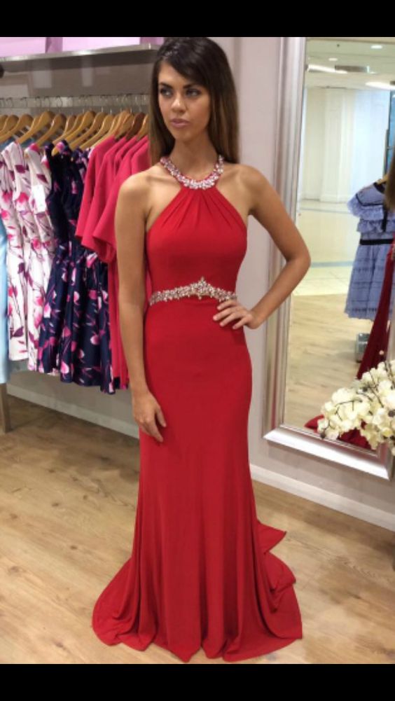 2017 Sexy Prom Dress,red Backless Prom Dresses,long Homecoming Dress,formal Evening Dress,sleeveless Chiffon Prom Dresses
