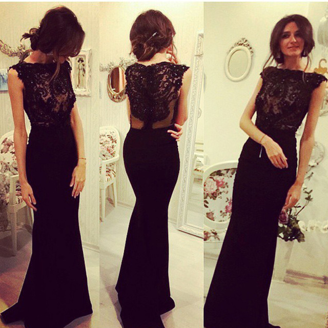 Black Prom Dress With Beaded,long Mermaid Prom Dresses,sexy Prom Gown,formal Evening Dress