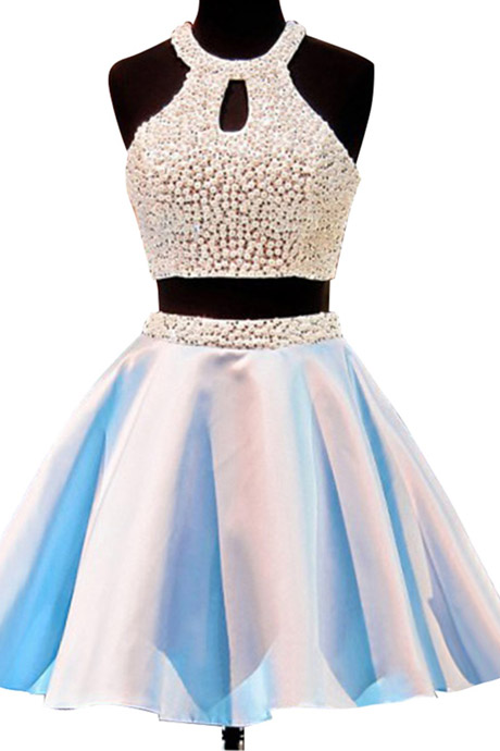 -selling Short Open Back Jewel Sleeveless Homecoming Dess With Pearls