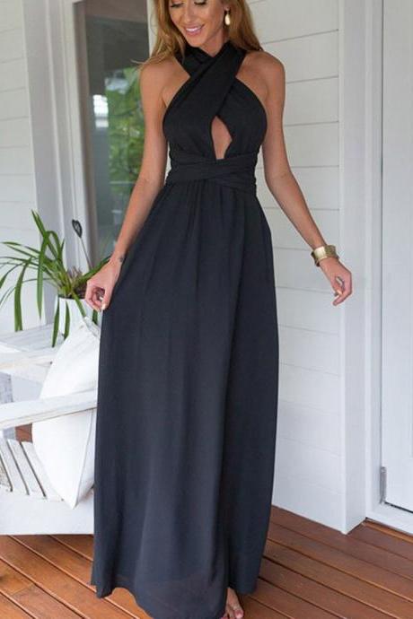 Special Halter Keyhole Navy Blue Prom Dress Backless Ruched