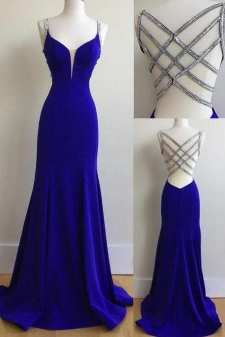 Elegant Prom Dress,long Prom Dress,mermaid Blue Evening Dress,formal Dress M00062