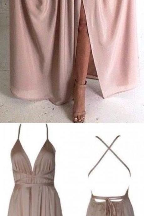 Blush Pink Evening Gowns,sexy Formal Dresses,chiffon Prom Dresses, Fashion Evening Gown,sexy Evening Dress,party Dress,bridesmaid Gowns,m00093