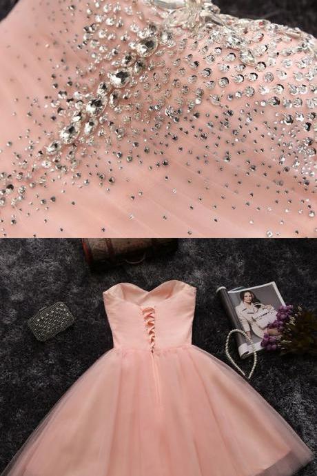 Charming Prom Dress,tulle Pink Prom Dress,short Prom Dresses,cute Party Dress M0315