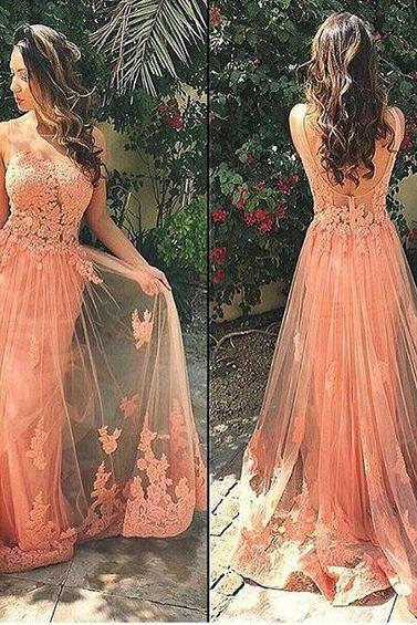 Lace Prom Dresses,long Prom Dress,dresses For Prom,coral Prom Dress,charming Party Dress, M0335