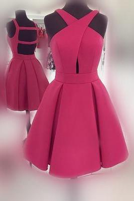 Short Rose Homecoming Dress Prom Dress, Short Prom Dress With Open Back M0349