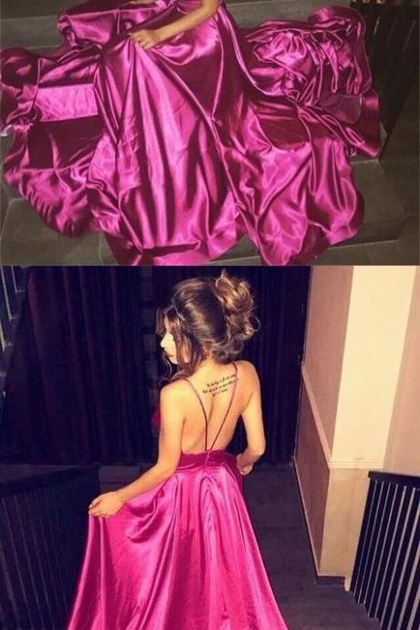 Charming Shinny Fashion Prom Dresses, 2018 Spaghetti Straps Modern Party Dresses, Evening Dresses M0577