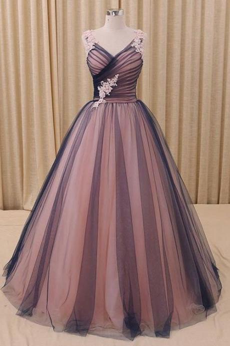 Navy Blue Princess Tulle Ball Gown Formal Evening Dress. M0702