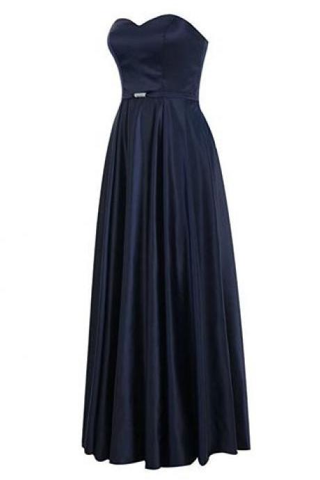 Wedtrend Women's Strapless Prom Gown Satin Bridesmaid Dress With Belt M0740