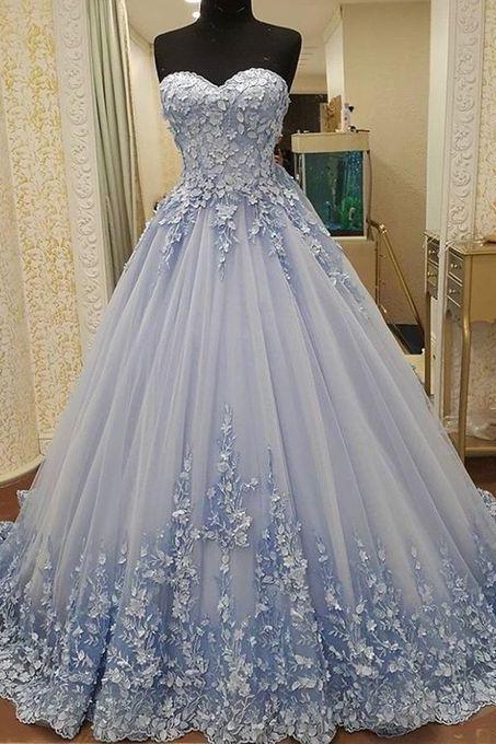 Appliques Ball Gowns Prom Dresses,lace Up Prom Dresses,blue Prom Dresses,quinceanera Dresses,sweet 16 Dresses,engagement Prom Dresses M0799