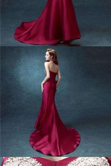 Sexy Prom Dresses Trumpet/mermaid Elastic Woven Satin Long Prom Dress/evening Dress M0879