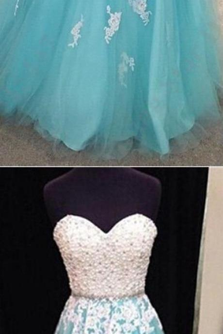 Lace Up Long Prom Dresses,sweetheart Prom Dress,beautiful A-line Beading Prom Gowns,cute Dresses,sweet 16 Dress M0939