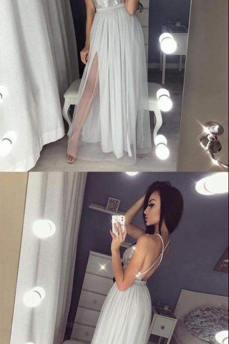 Popular Backless Sequin Top Formal Sexy Long Prom Dresses M1106