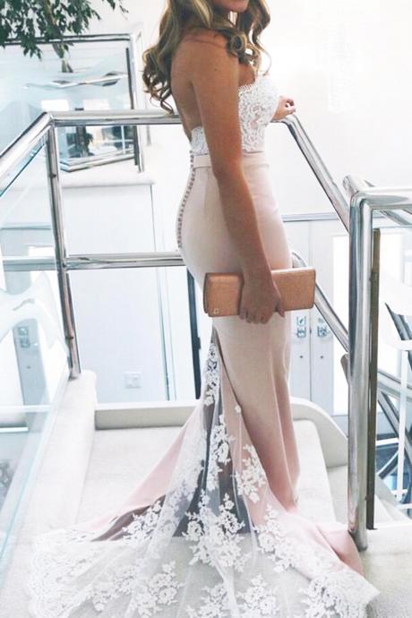 Mermaid Spaghetti Straps Sweetheart Long Bridesmaid/prom Dress With Beading M1160