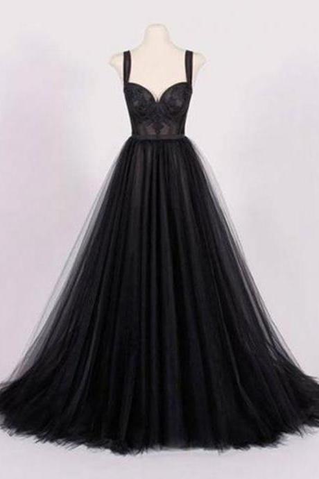 Chic Black A Line Prom Dress Modest Simple Long Prom Dress M1234