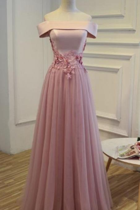 Sleeveless Prom Dresses, Pink Sleeveless Prom Dresses, Long Prom Dresses, Pink Long Party Evening Dress, M1438
