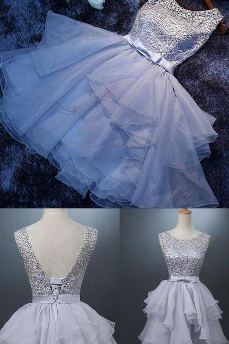 Short A-line/princess Party Dresses, White Sleeveless With Bowknot Mini Homecoming Dresses M1632