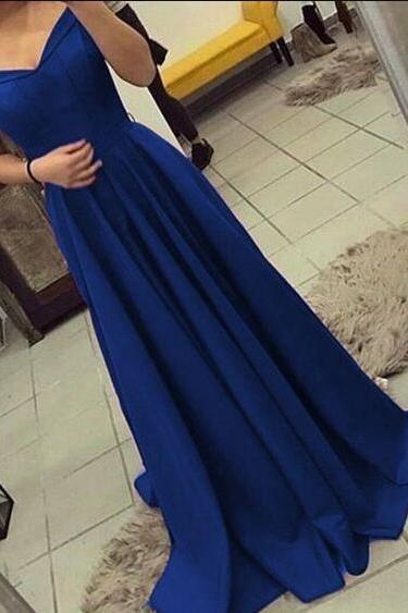 Simple Prom Dress,stain Prom Dress,off Shoulder Bridesmaid Dress,long Satin Gowns,royal Blue Prom Dress,royal Blue Evening Gowns M1737