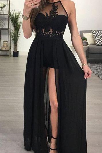 Sexy Black Lace See Through Evening Prom Dresses, Long Black Party Prom Dress, Custom Long Prom Dresses, Formal Prom Dresses M1760