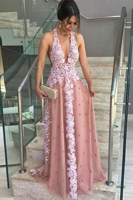 Sexy Lace Evening Dress, Sexy Long Prom Dress With Appliques, Formal Gown M1788