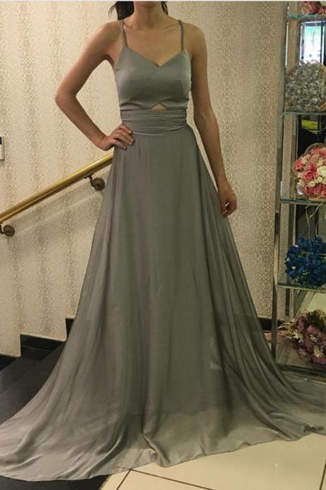 Sexy Sleeveless Backless Evening Dress, Long Prom Dress M1791