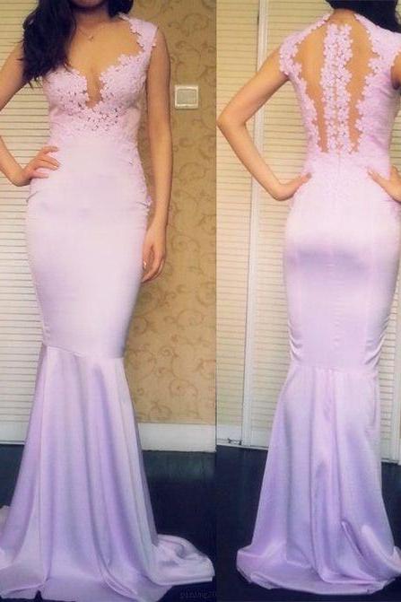Sleeveless Pink Prom Evening Dresses Magnificent Long Mermaid/trumpet Applique Zipper Dresses M1963