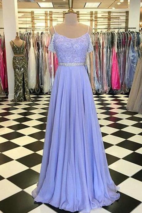 Popular Lilac Prom Dresses With Shinny Beadings Cap Sleeve Long Prom Gowns 2018 M2613