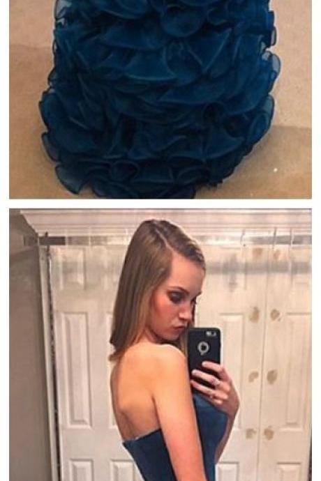 Prom Dresses,velvet And Organza Dresses For Prom,navy Blue Mermaid Evening Gowns M2736