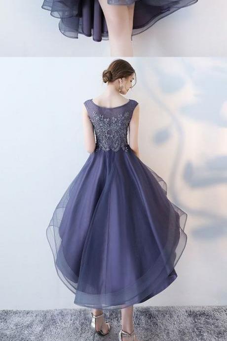 Dark Grey Lace Homecoming Dresses,high Low Prom Dresses, Prom Dresses M3065