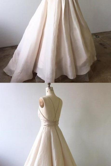 Blush Pink Tulle Long Spaghetti Straps Formal Prom Dress, Evening Dress With Criss Back M3322