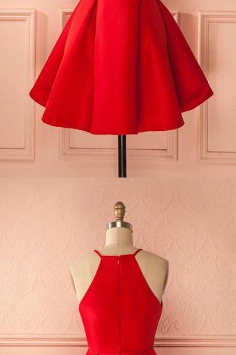 Short Straps Red Prom Dresses, Homecoming Dress For Girls M3425