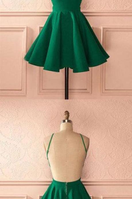 Cute Green Backless Short Prom Dress, Homecoming Dress, Cocktail Dress M3614