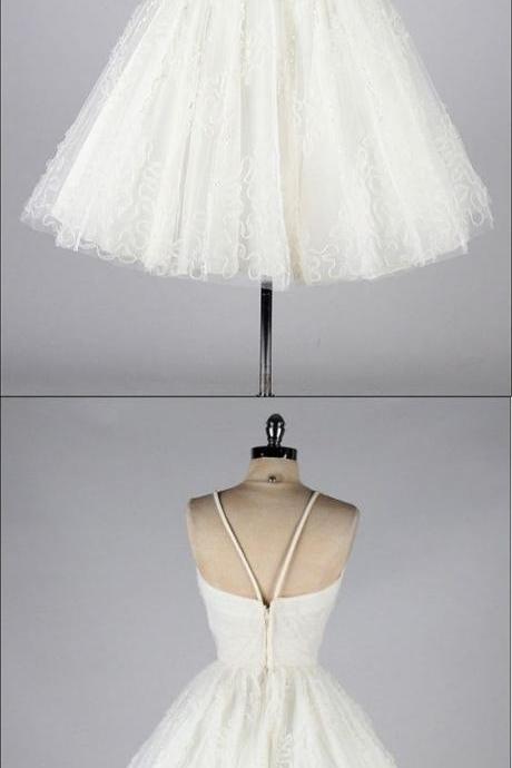 Vintage Style A-line V-neck White Chiffon Short Homecoming/prom Dress M3873
