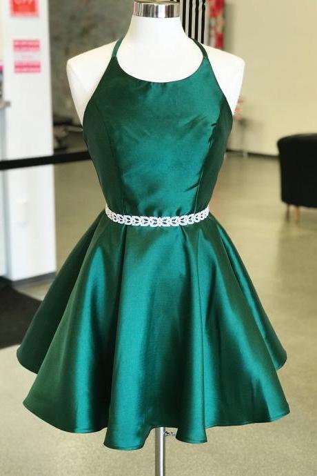 Dark Green Homecoming Dresses Open Back Short Prom Dresses M3894