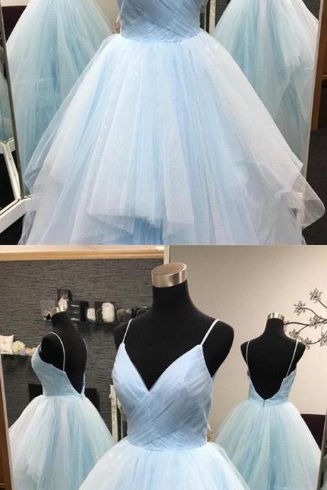 Sexy Pleated Tulle V-neck Ruffles Ball Gowns Quinceanera Dresses M3944