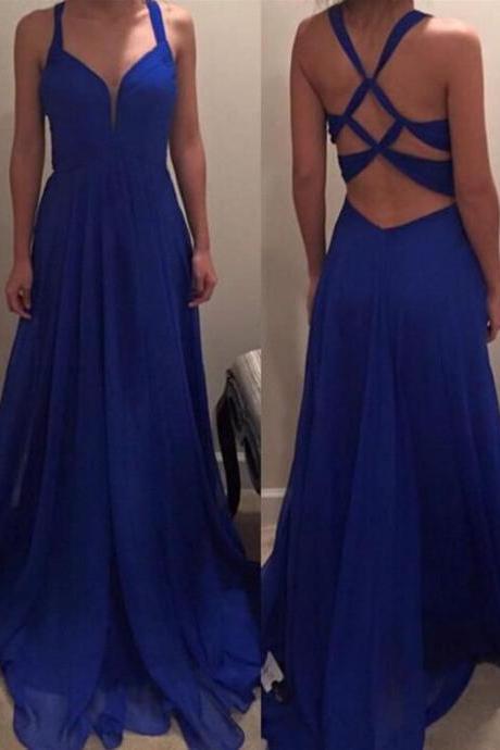 Simple Prom Dress,charming Prom Dress, Prom Dress,chiffon Prom Dress,royal Blue Prom Dress,backless Prom Dress M3976