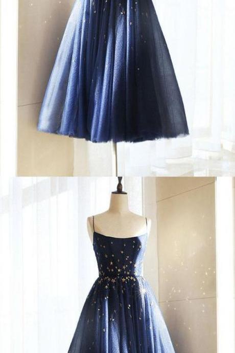 Short Prom Dresses, Long Homecoming Dresses, Navy Homecoming Dresses, Prom Dresses Blue M4562