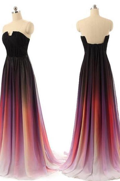 Gradient Prom Dress,gradient Prom Dresses,strapless Prom Dresses,2018 Prom Gowns,pretty Formal Gowns,modest Evening Dresses M5200