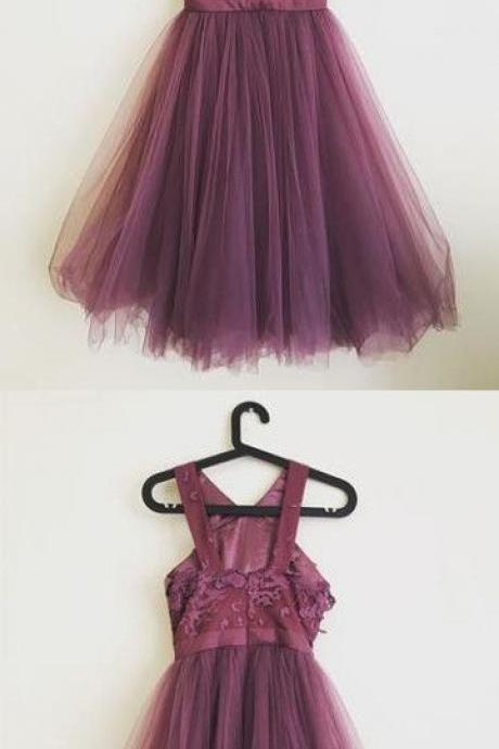 Cocktail Party Homecoming Dress Grape Lace Homecoming Dress M5228